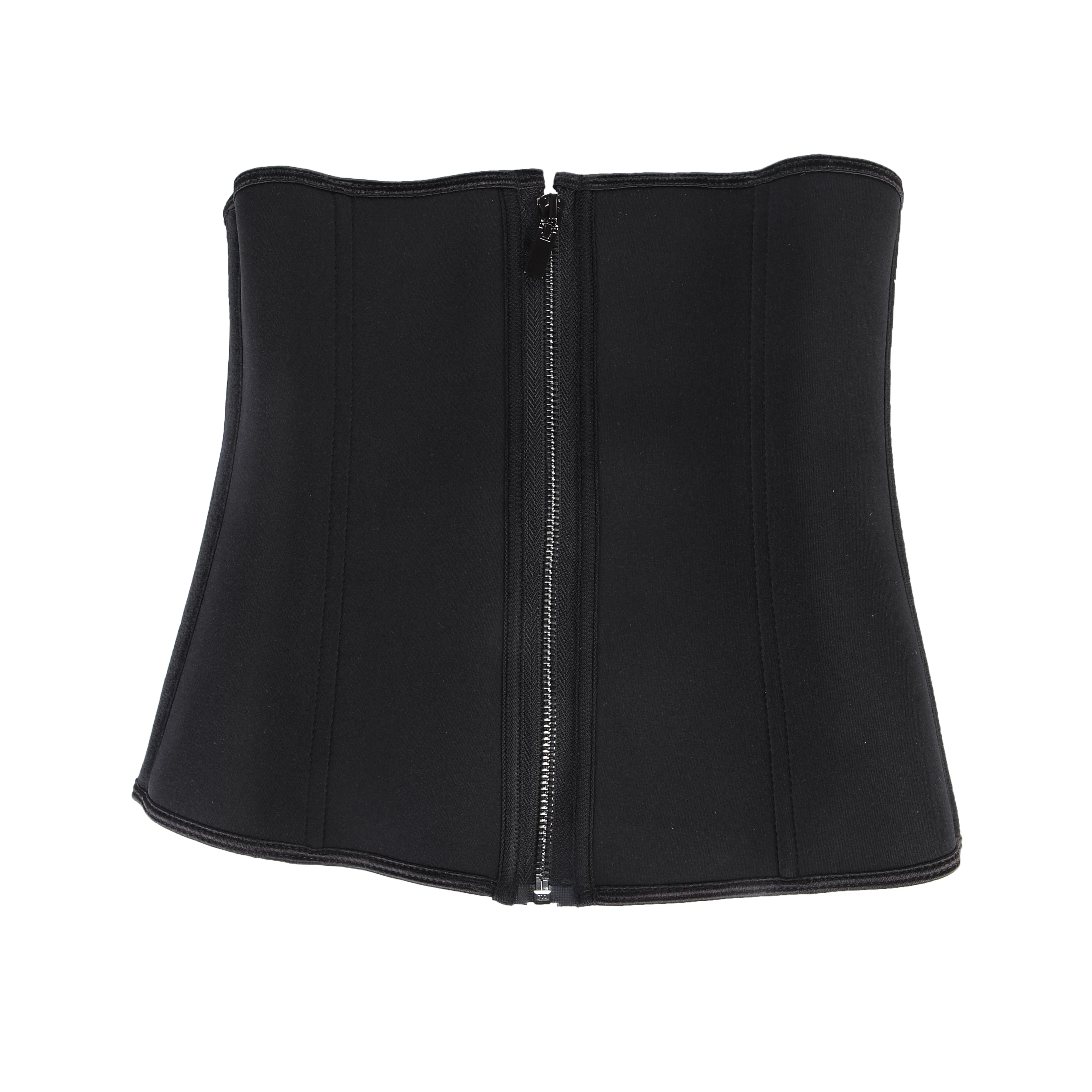 Корсет для тренировок с высокой эластичной талией, регулируемый пояс для фитнеса и пота, тренировочные Корсеты на молнии, черный