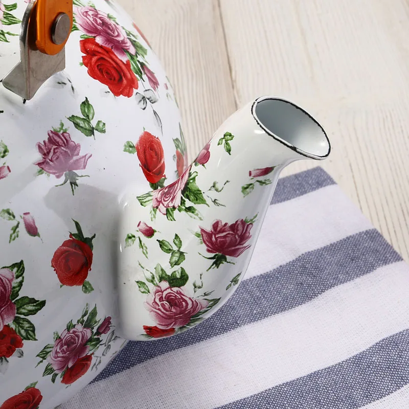 Factory Wholesale High quality best selling big size fat pot kitchenware enamel kettle with wooden handle