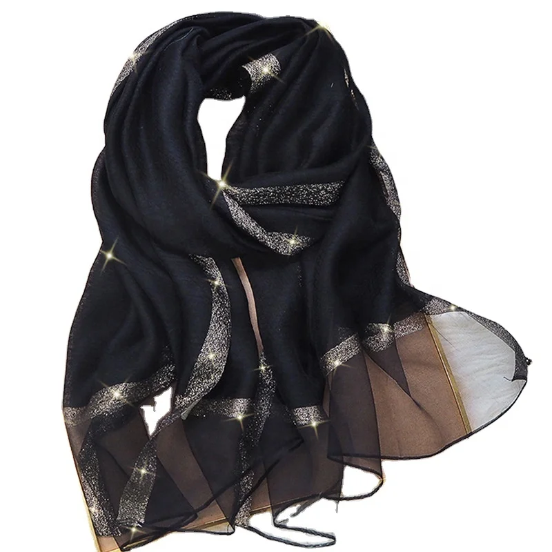 Spring And Autumn Personality Fashion Foreign Style Versatile Long And Thin Wool Silk Shawl Scarf For Women