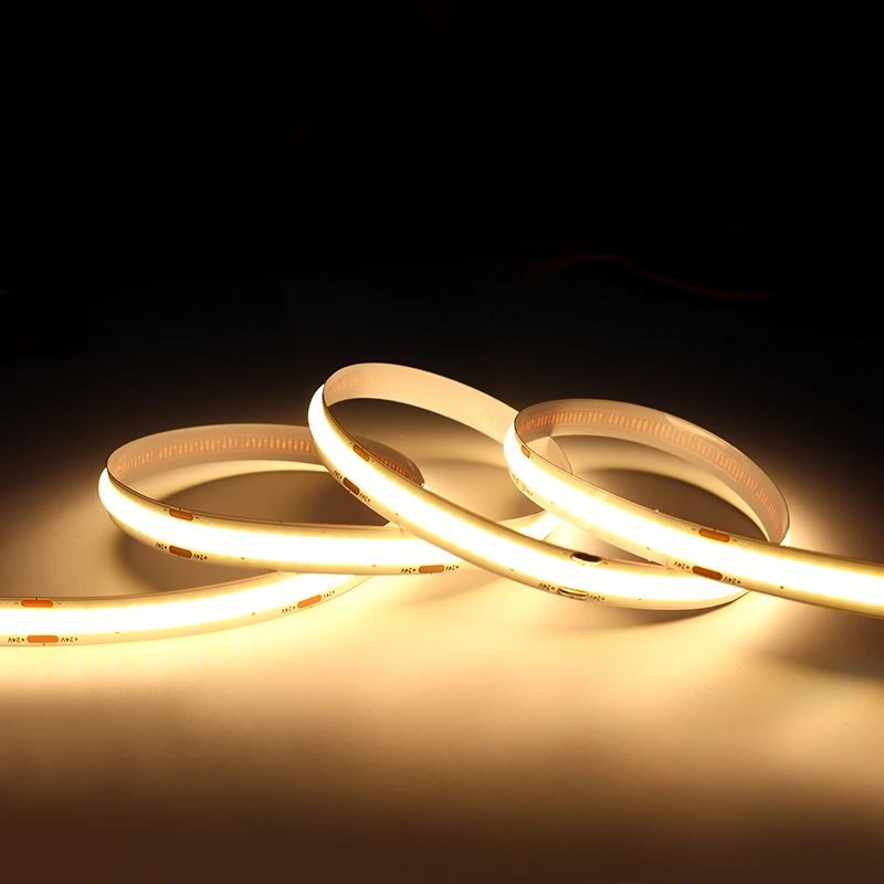Slim 8mm 10mm High Density DC12V 24V led cob strip 220v Cob led strip White Warm White Dotless Flexible COB LED Strip