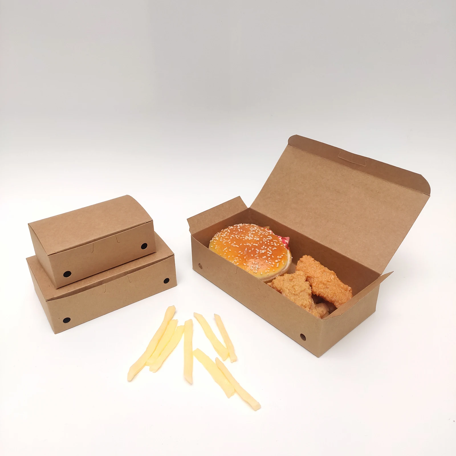 Factory Selling Custom Food Grade Foldable French Fries Burger Fried Chicken Box Takeaway Packaging Box