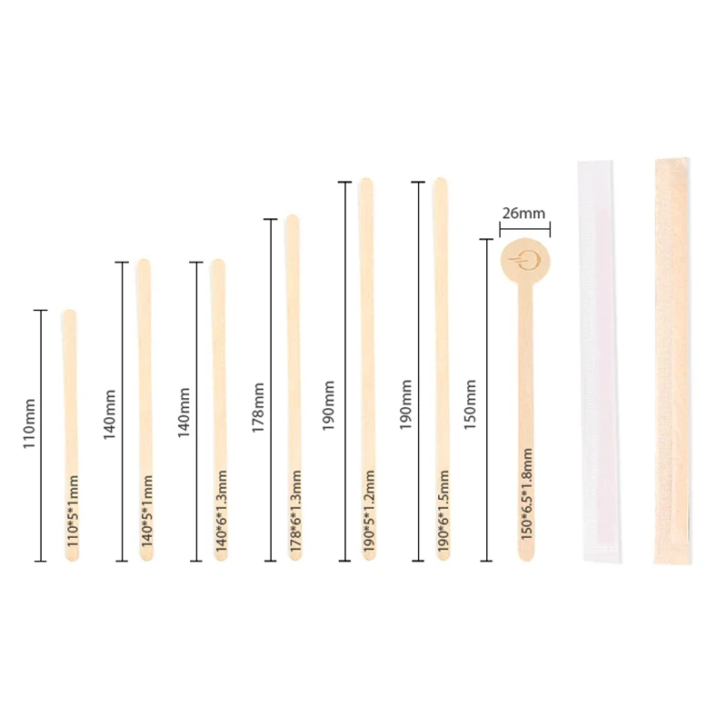 Factory Price Biodegradable Disposable Bulks 1000Pcs Packing 5.5-Inch Birch Wood Coffee Stirrer