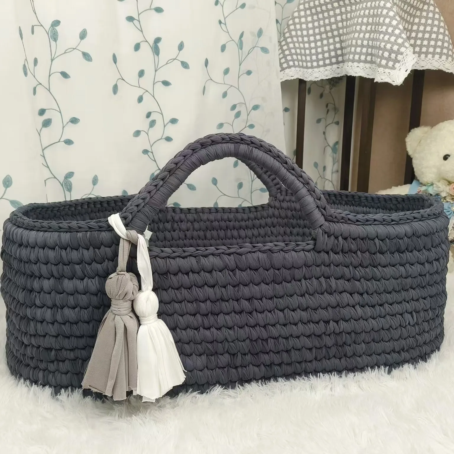 OEM/ODM Wholesale Hand Woven 100% Cotton Rope Baby Diaper Changing Basket Baby Changing Cotton Baby Basket Gift Basket