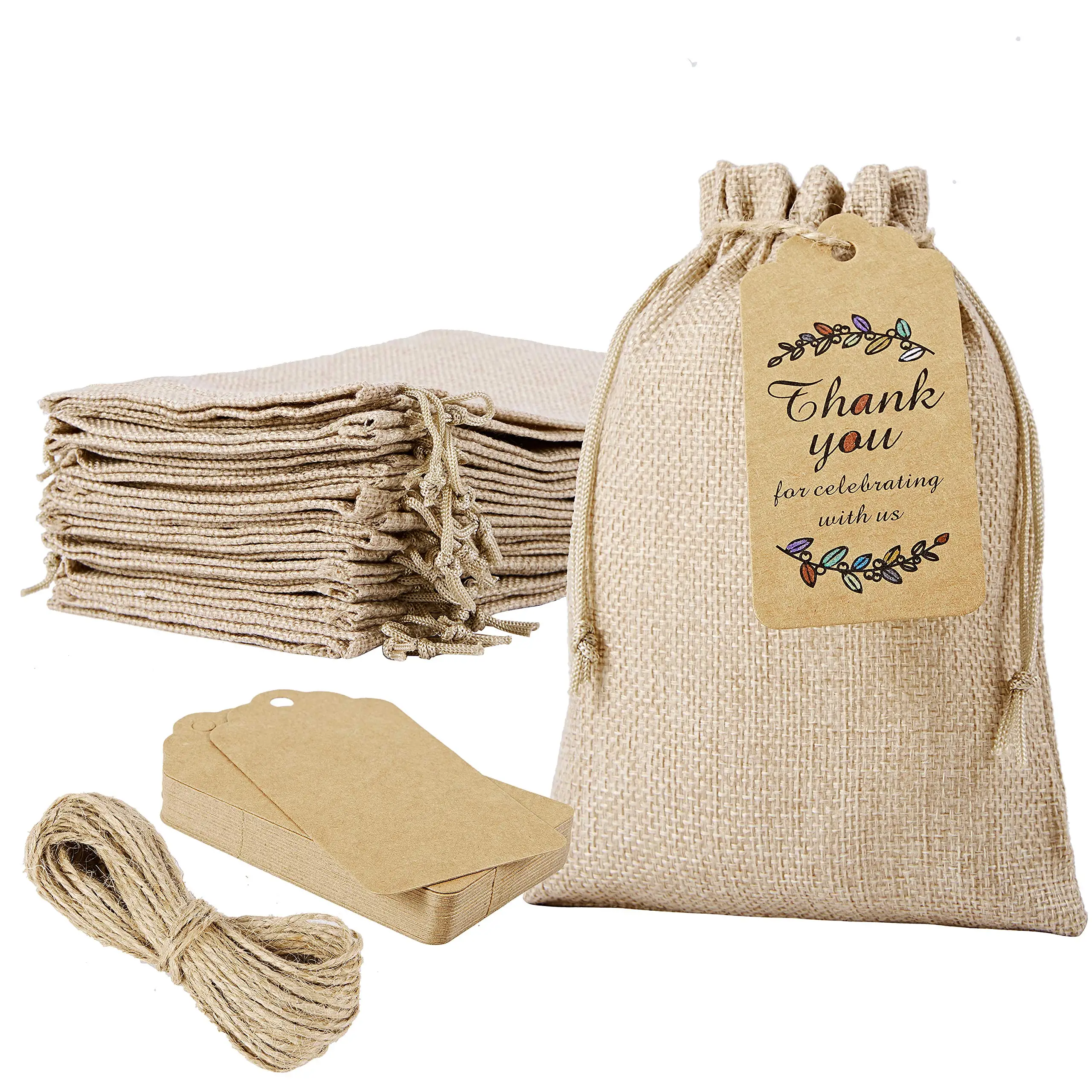 Best Quality Jute Burlap Drawstring Christmas Santa Coffee Beans Pouch Drawstring Linen Stone Seed Bags For Celebration