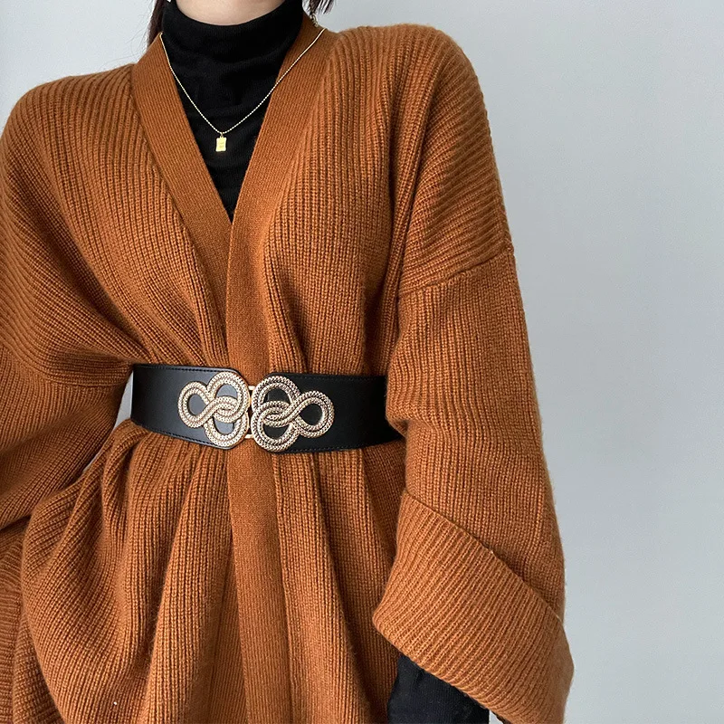 2022 Wholesale Hot Selling Wide Elastic Multi Color Belt Colorful Waist Lady Belt Vintage Retro Gold Buckle Dress Belt Women