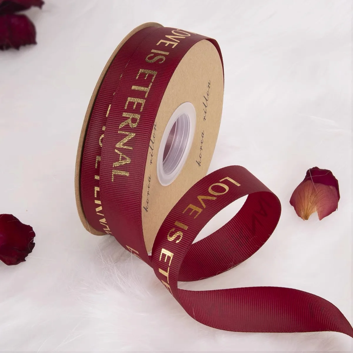 Customized logo printed gold foil tag big christmas  happy birthday gift red ribbon 3 cm and 1.5/2 inch ribbons