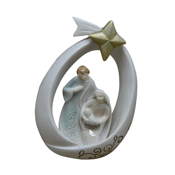 Resin Holy Family Religious Catholic Figurines Ceramics Crafts Wholesale Factory Custom Design