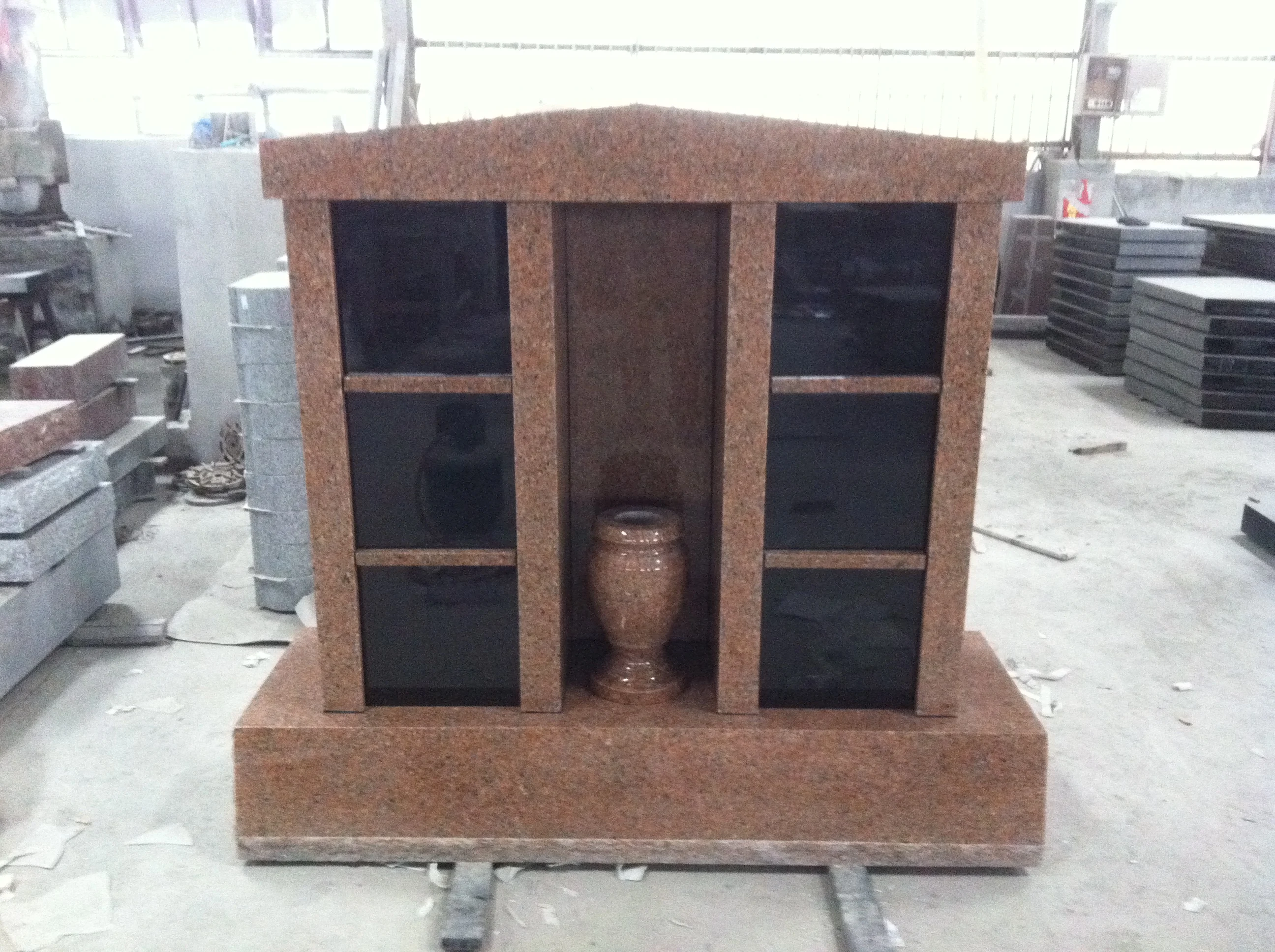 Mausoleum Cremation Urn Columbarium Red Granite Tombstone