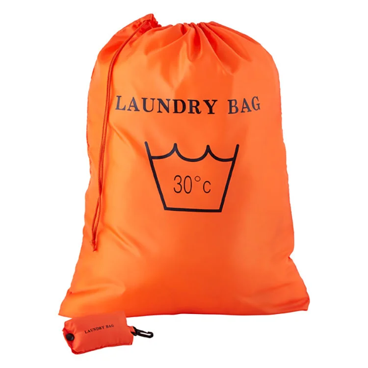 Foldable dustproof breathable camping travel long drawstring laundry bag