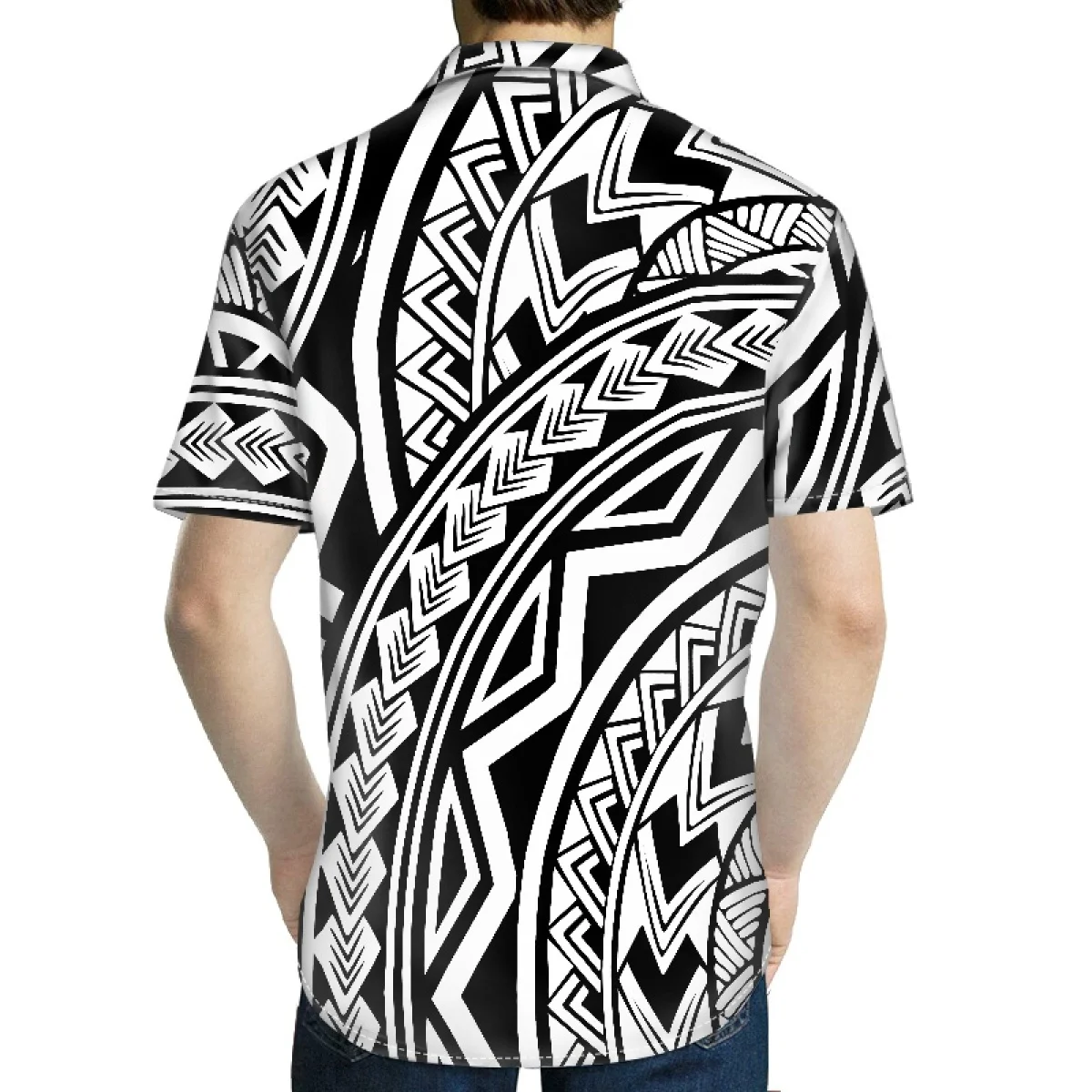 Polynesian Tattoo Button-Up Shirt Wholesale Customized Comfort Slim Short Sleeve Top With factory Outlet Hawaiian Aloha Shirts