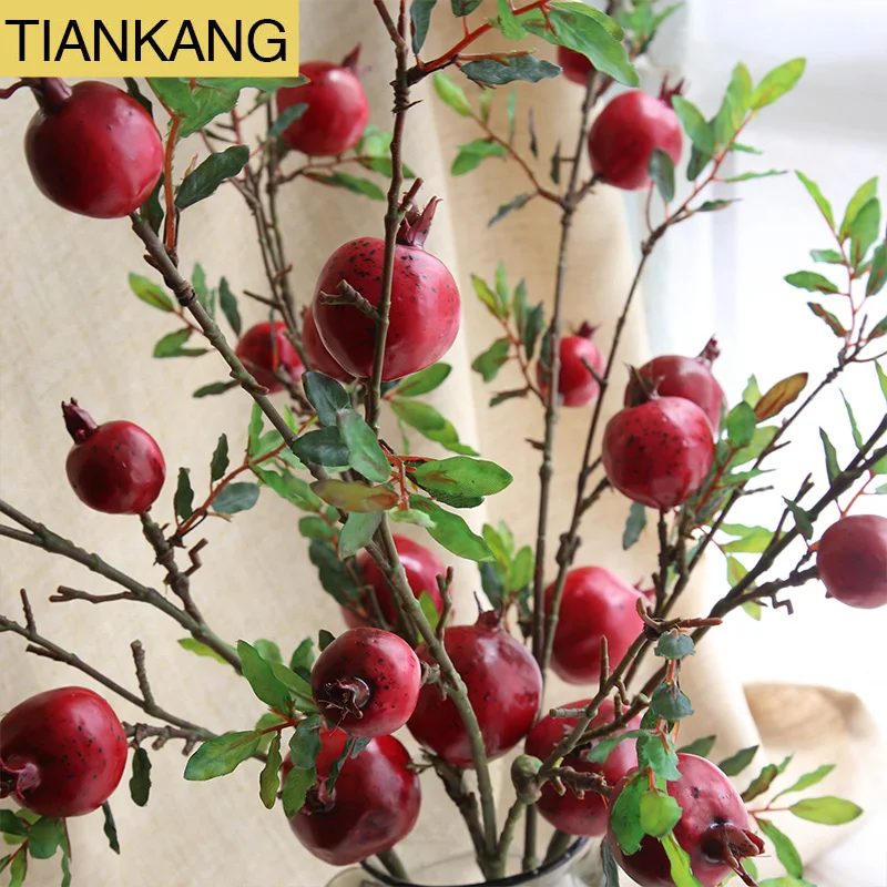 Wholesale Indoor artificial pomegranate decor artificial fruit branches fake fruit