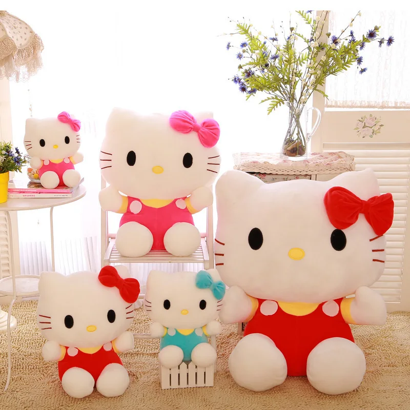 The New Bow Cat Plush Dolls Cute Kawaii Kt Cat Plush Toys Stuffed Animal Hello Kitty Dolls Pillow Christmas Gifts