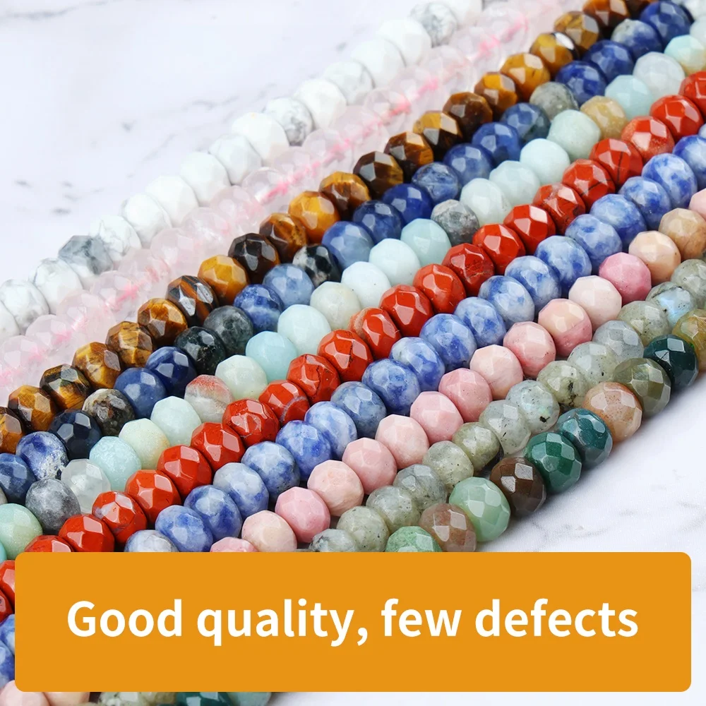 Wholesale Natural 4*6mm Faceted Rondelle Beads for Jewelry Making Labradorite Agate Lapis Crystal Quartz Amazonite Tiger Eye