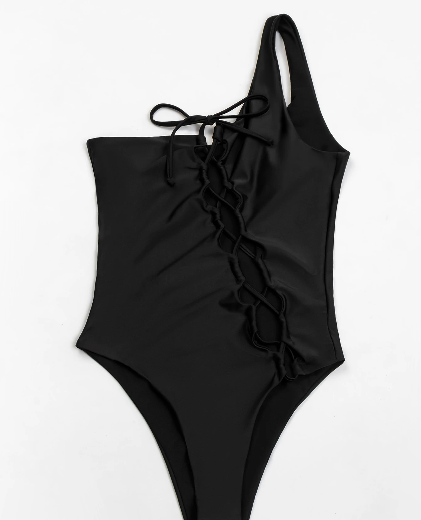 2022 New Styles Custom Women Bandage Strings Bathing Suit One Piece Bikini Swimsuit Cover Up One-Shoulder Swimwear