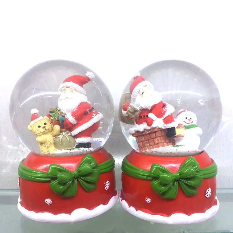 resin christmas glass snow ball kids promote gifts mini cute christmas water globes