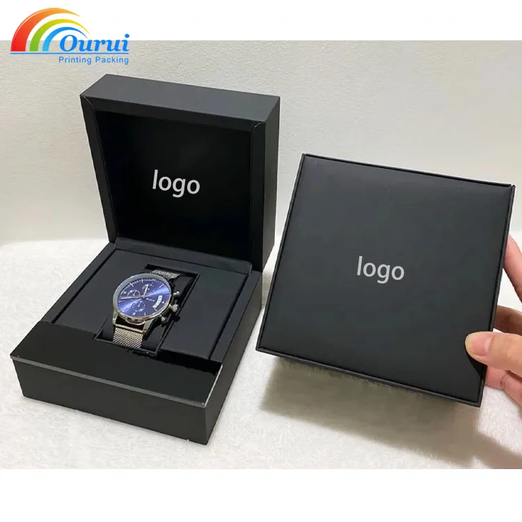 Luxury Black Man Watch Box Durable Leather Plastic Case Shopping Bag Watch Storage Accessories PC MDF Warranty Card Included