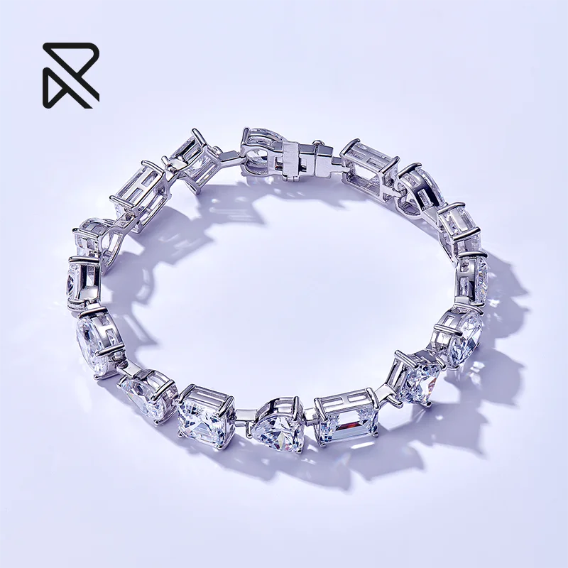 Rochime custom heart cut tennis bracelet 925 sterling silver ladies party chain bracelet