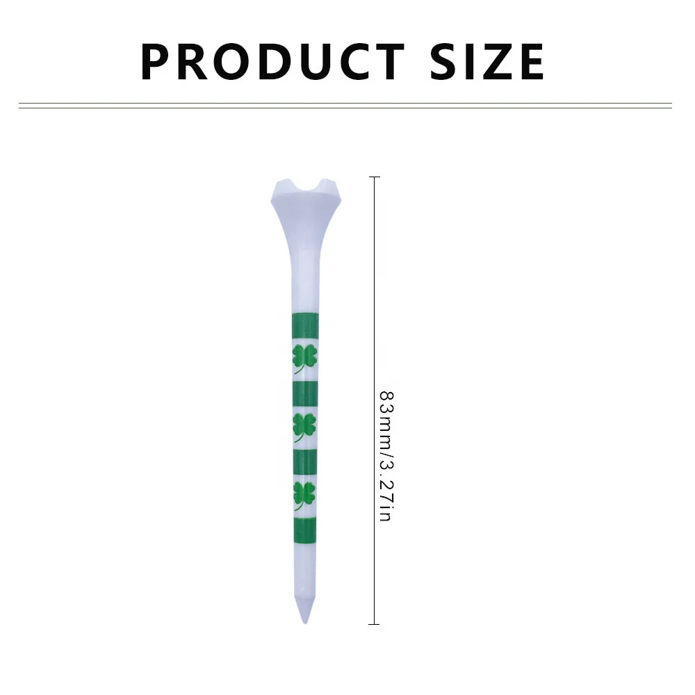 Wholesale 3 1/4 inch 83mm Four Prongs Golf Tee with Four-leaf clover Printing Golf Ball Holder Golf Training Practice tees