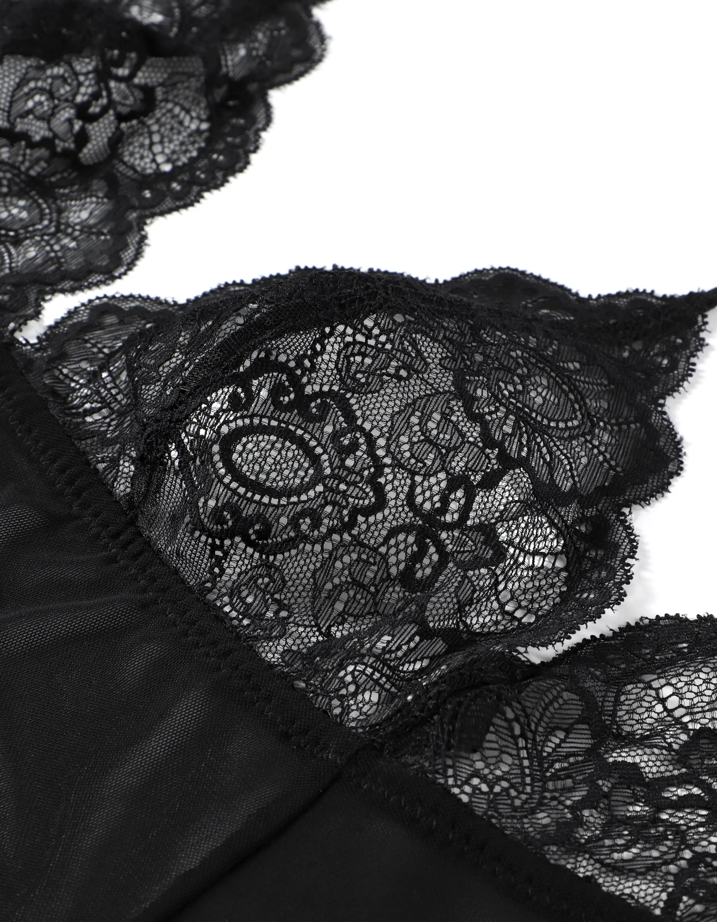 Sunspice Wholesale brand Fashion Plus Size Women Black Lace see through chemise back open dress sexy Lingerie Babydoll nighties