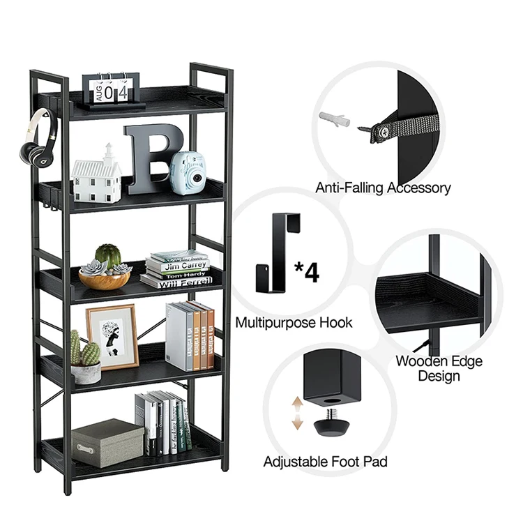 Custom 6 Tiers Adjustable Tall Bookcase Book Shelf Rack Organizer Shelving Unit Free Standing Storage Bamboo Bookshelf