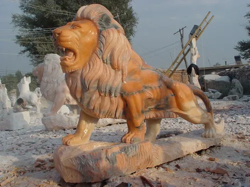 Hand Carved Garden Decorative Polishing Colored Famous animal statue, lion marble statue 12
