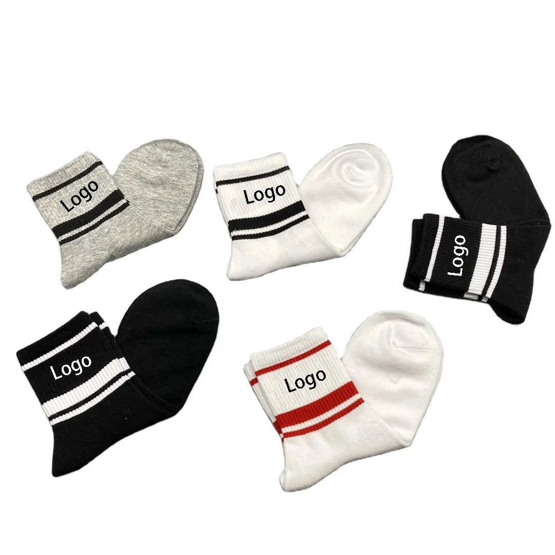 Box Socks for Men Women Classic Stripes Solid Younger Sports Socks 5 Pairs Branded Boys Girls Breathable Cotton Sock