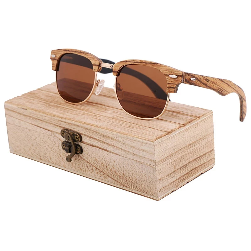 Laminated ebony zebra walnut Metal wooden bamboo sunglasses 2022 Ti-fly sunglasses custom brand