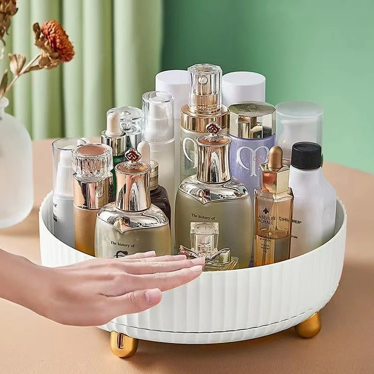 Multi-functional 360-degree rotating storage box rack shelf turntable cosmetic seasoning bottle storage tray
