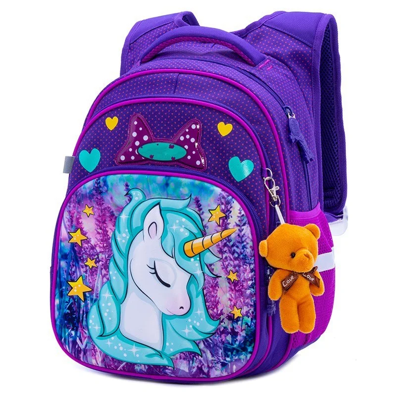 FREE SAMPLE 3D Cartoon School Bag For Girl Cartoon Pattern Orthopedic Backpack Children School Bags Student Backpack