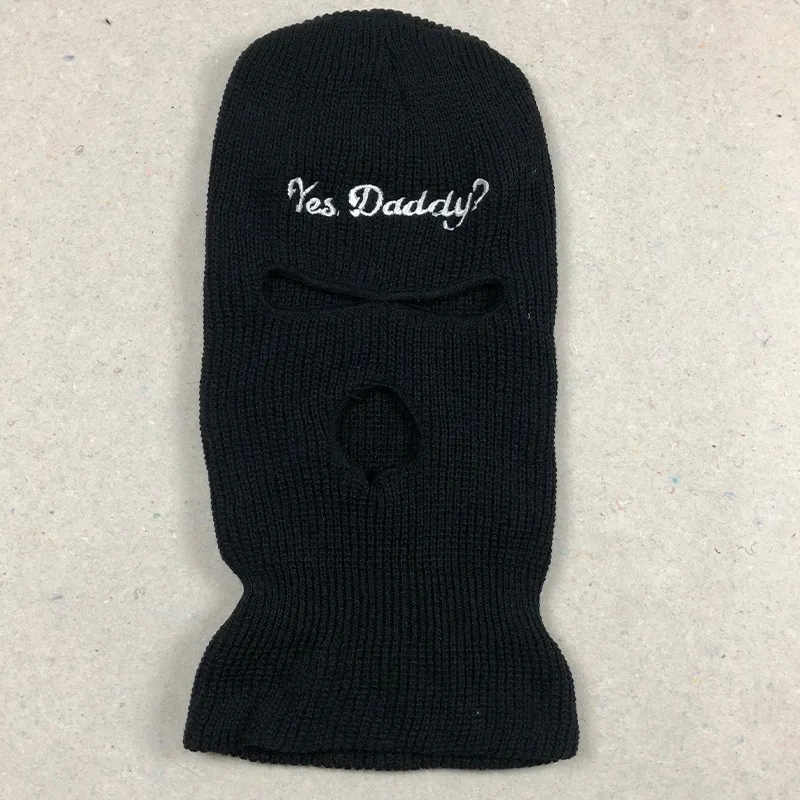 Yes daddy fashion ski mask sexy balaclava face mask 3 hole knitted full face cover woman winter hat