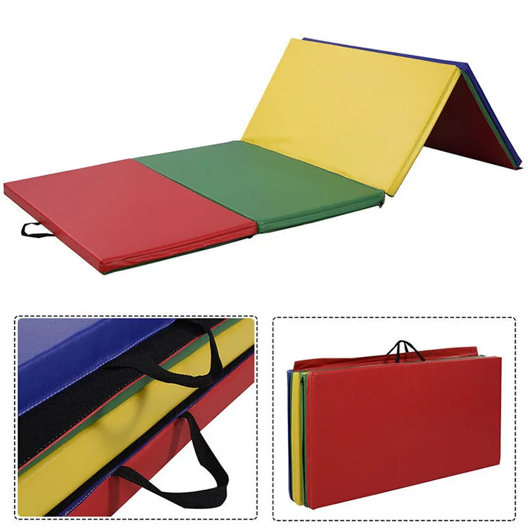 Factory direct customized multi-color environmental protection 4-panel PVC folding gymnastics mat