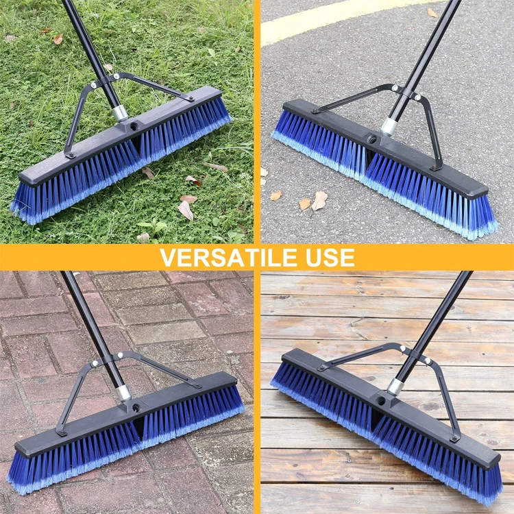 ecoclean Floor Scrub Brush  Scrape  Stiff Bristle push broom for Cleaning  Garage Kitchen Wall Deck Tub Tile
