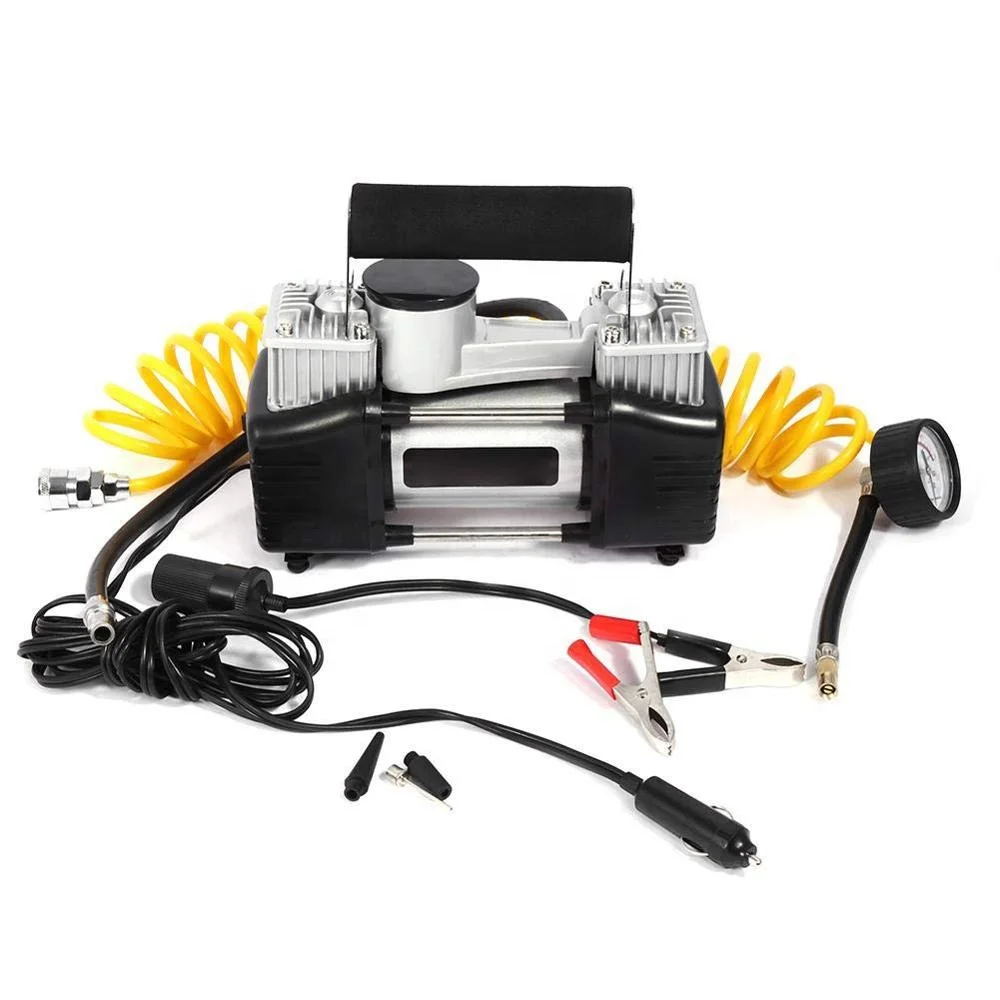 Dual Cylinder Air Compressor Pump Heavy Duty Portable Air Pump Auto 12V Tire Inflator for Car Bicycle and Other Inflatables
