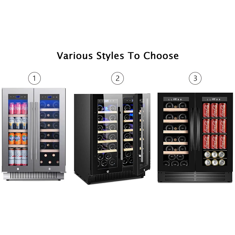 Оптовые цены хит продаж компрессора 2-х зоны для напитков из нержавеющей стали с холодильныая камера вина охладитель