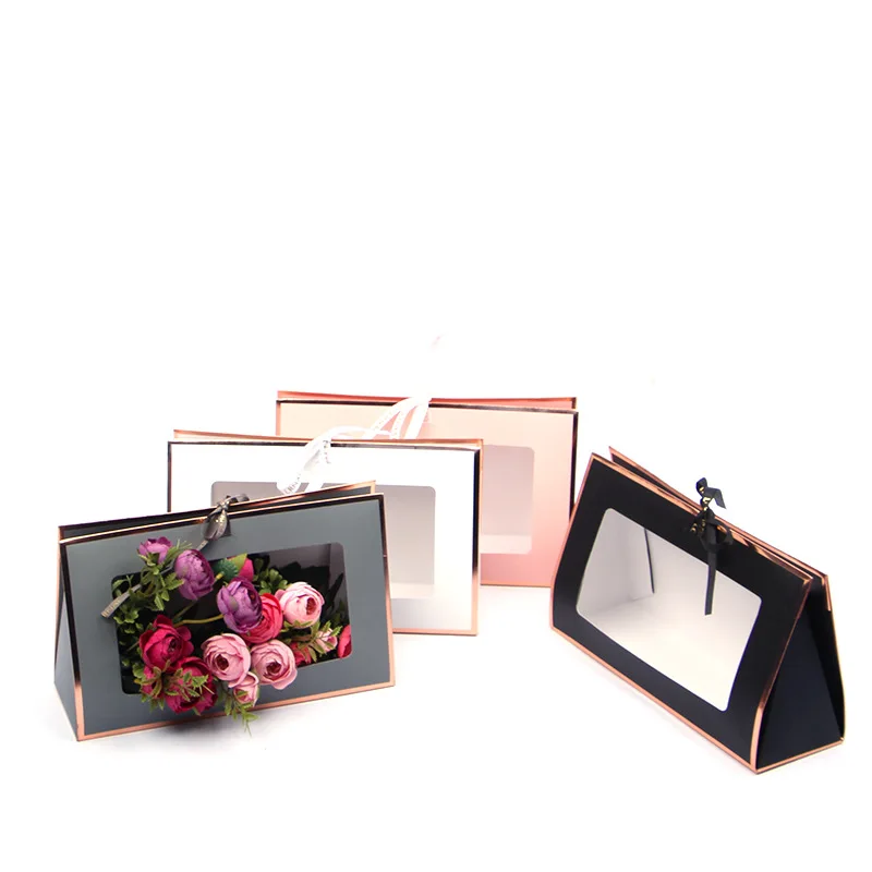 kraft paper folding hollow-out flower box Hand case card paper Floral packing boxes