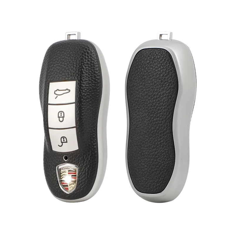 For Porsche Panamera Carrera Boxster Spyder Macan Cayman Cayenne 991 970 911 981 Suede Leather Key Case Fob Cover Shell Holder