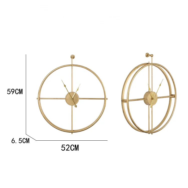 Modern Simple Design Home Decor Round Shape Gold Metal Wall Clock