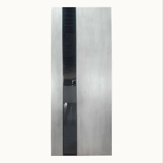 
Customized exterior solid wood pivot door with black handle 