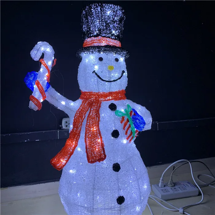 Custom Size Waterproof Christmas Led Light 3d Sculpture Snowman Motif Light
