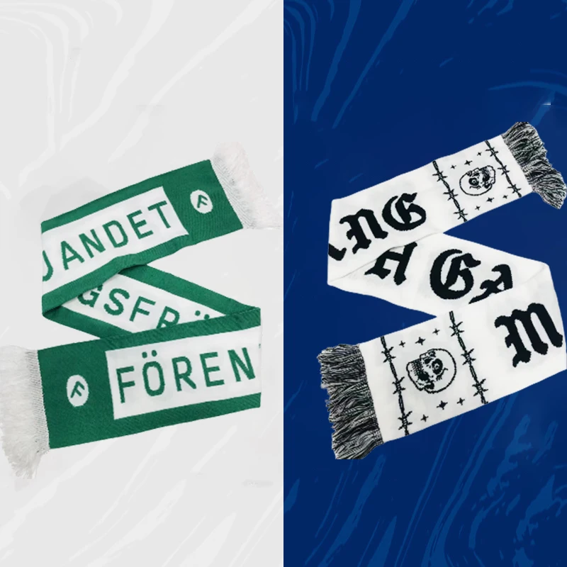 Premium Custom Acrylic Scarf Football Scarf Football Clubs Adult Knitted Jacquard Long Plain Dyed Fan Scarf