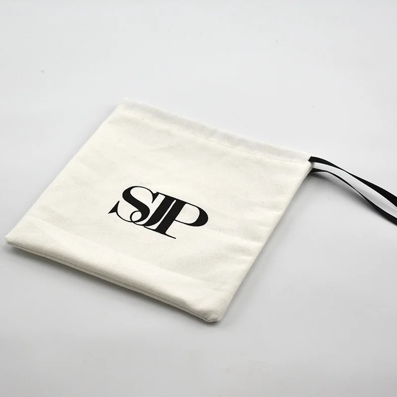 Экологичная белая хлопковая упаковка для ювелирных изделий, 8 унций, персонализированная Хлопковая Сумка на шнурке с логотипом