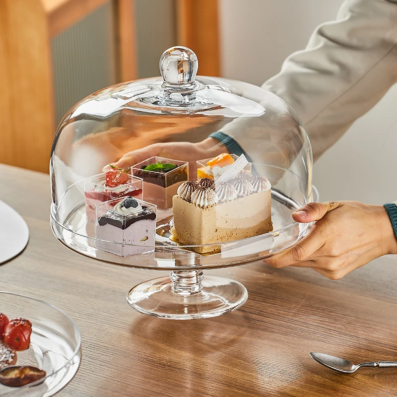 High Quality Cake Stand with Glass Dome Cake Cover Crystal Birthday Wedding Cake Display Stand Decor