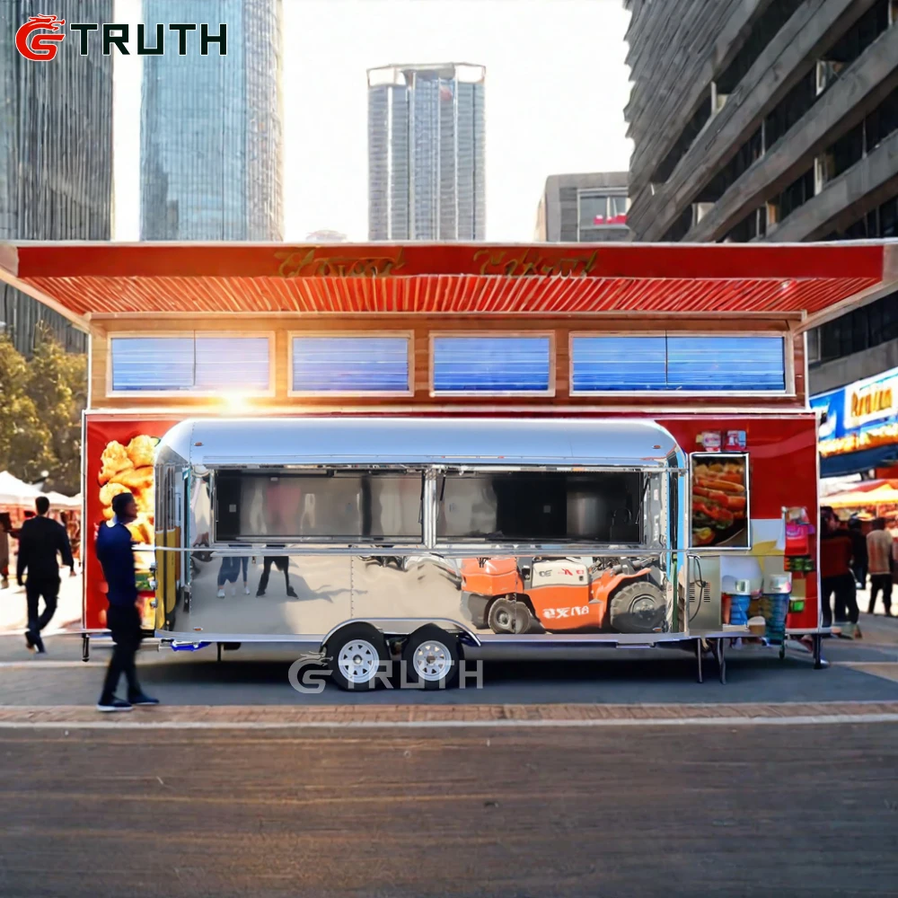 Coffee Van Catering Cart Burgers Fries Ice Cream Bus Truck Mobile Food Trailer With Full Kitchen