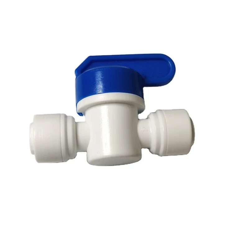 Inline Shut Off Ball Valve 1/4 inch OD Tubing Hose Pipe Use Plastic Quick Connect Fittings for Water Purifier RODI System
