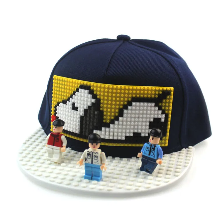 Factory Direct Sale DIY Building Bricks Flat Brimmed Cap with Pixel puzzle games Blocks Christmas hat