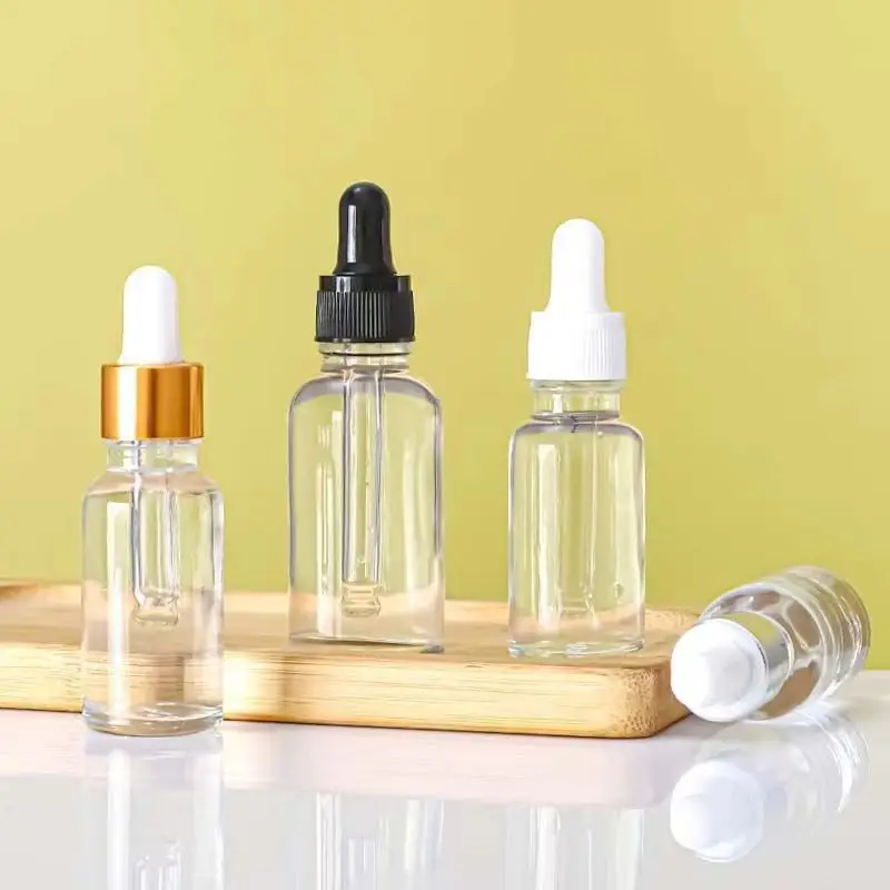 Hot Selling 1oz 30ml 50ml Transparent Glass Dropper Essential Oil Bottle Tincture Bottle with Dropper Pipettes