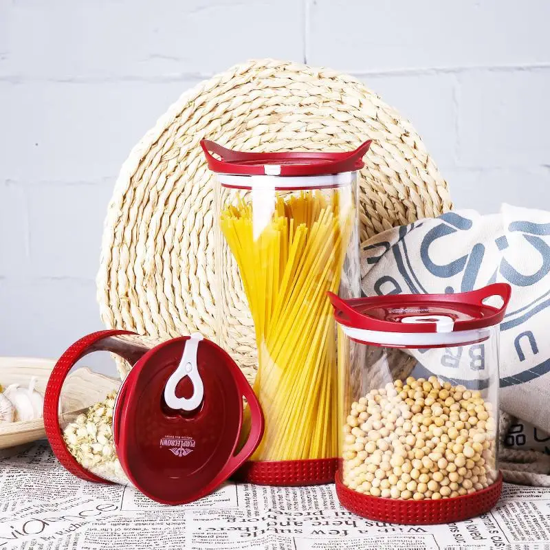 Wholesale hot sale Clear Round Glass Storage Pots/ Cans/ Jars storage set with Plastic Lid