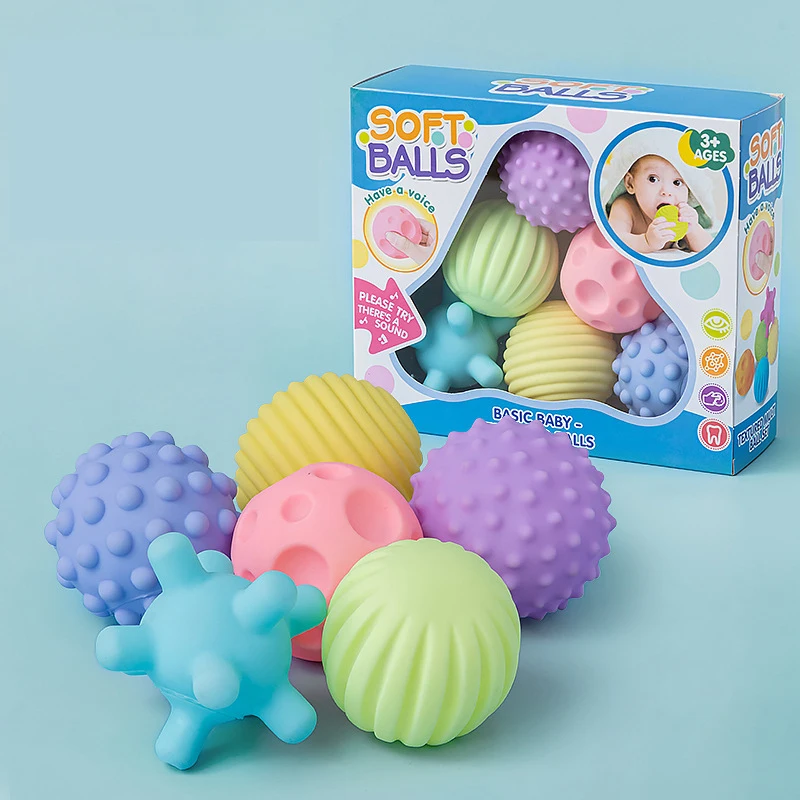 Hot Sale Children Toys Ball Baby 6PCS Toddlers Grasping Sensory Toy Early Development Bath Toy