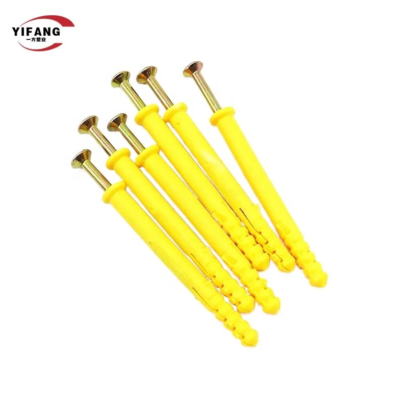 Popular large size wall anchors yellow color screws and anchors set sample available long plastic wall plugs