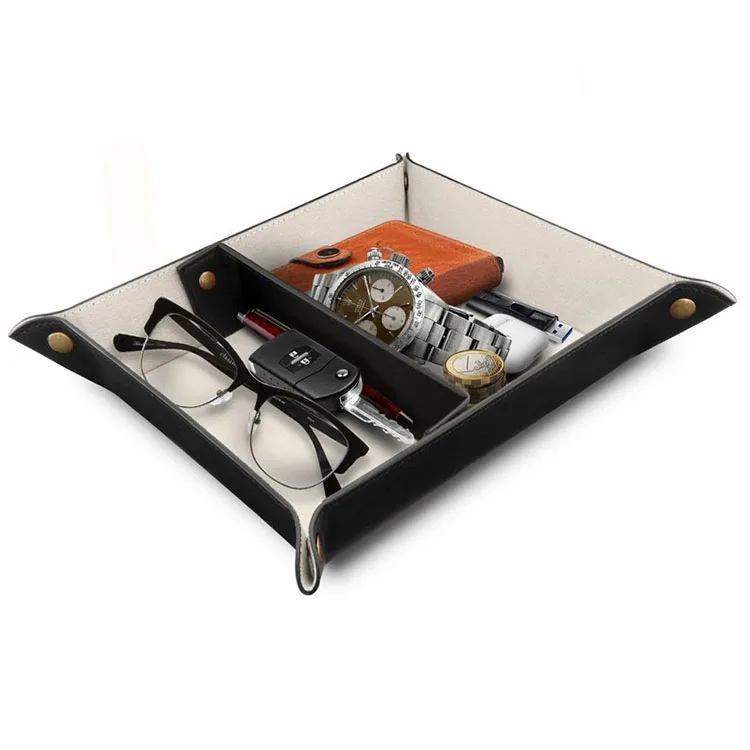 Hand Crafted Leather Home Desk Organizer Custom Storage Tray Personalized Valet Decorative trays